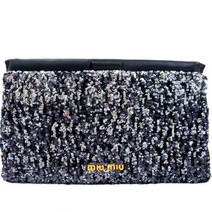 Miu Miu Black Sequin/glitter leather Clutch